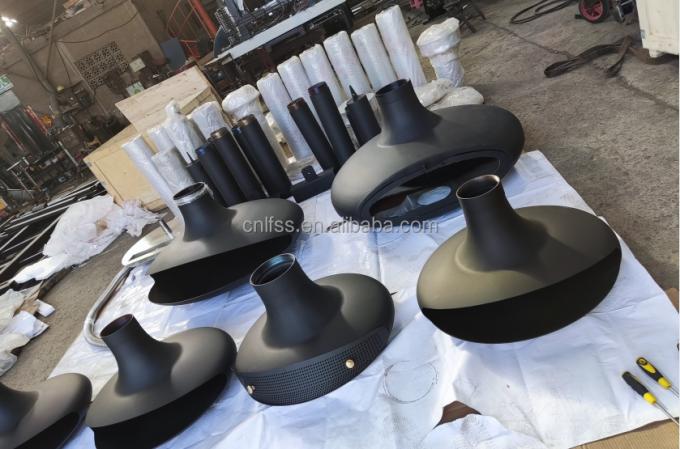 ヨーロッパ黒色マット炭素鋼 三面ガスの暖炉 プロパンガス 天然ガスの暖炉 5