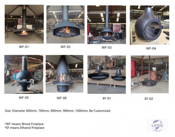 吊り木の黒い壁炉 燃える屋根の壁炉 屋内鉄製 オーダーメイド 1