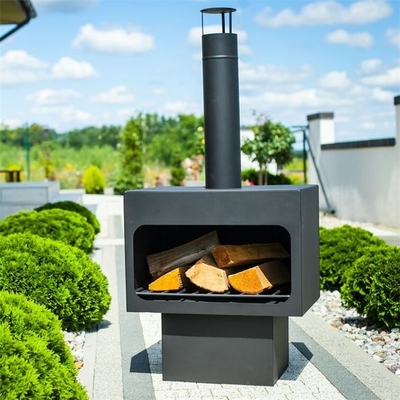 Black Freestanding Garden Fireplace Carbon Steel Wood Burning Outdoor Chiminea