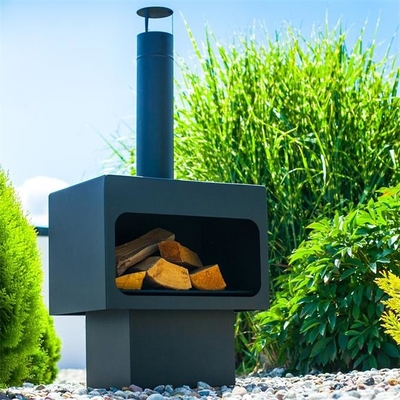 Black Freestanding Garden Fireplace Carbon Steel Wood Burning Outdoor Chiminea