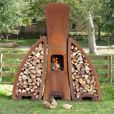 Contemporary Corten Fireplaces Modern Outdoor Metal Chimenea With Storage