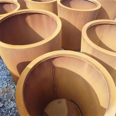 800mm Large Corten Steel Tapered Cylinder Planter Metal Cado Flower Pot