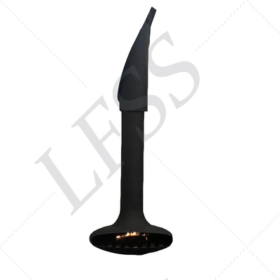 Suspended wood burning gas fireplace suspended indoor steel custom black paint decorative fireplace