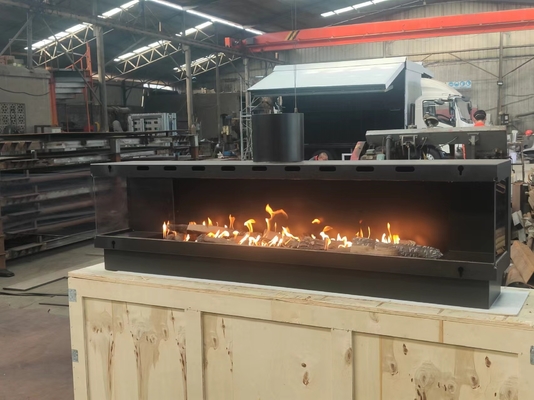 Gas Fireplaces gas fireplace European Black Matte Carbon Propane Steel Three-sided Gas Natural