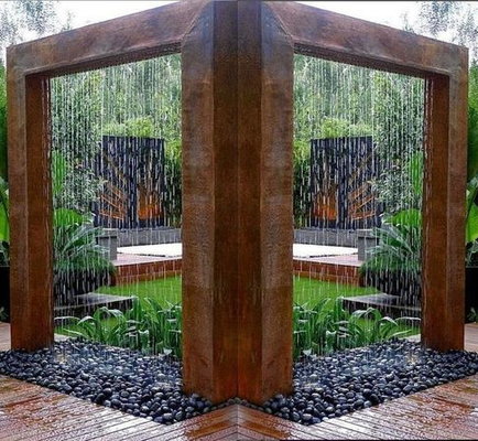 Garden Decoration Rust Waterfall Cascade Corten Steel Water Feature Fountain