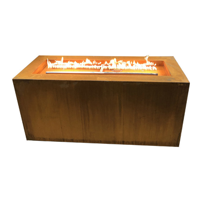 150cm Length Contemporary Portable Rusty Corten Steel Outdoor Gas Fire Table
