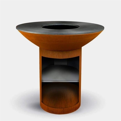 40 Inch Grill Outdoor Cooking Corten Steel Charcoal Grill With Round Storage Base