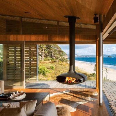 Hanging Wood Burning Fireplace Black Fireplace For Living Room