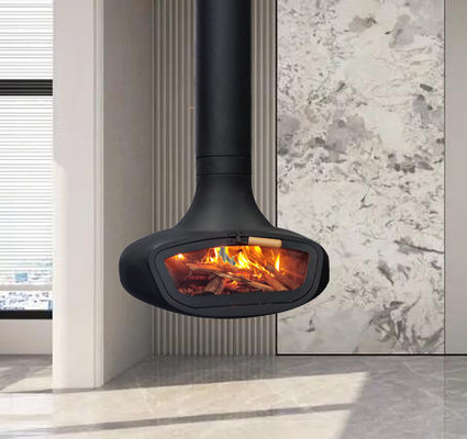 suspended wood burning fireplace stove contemporary design rotating spherical